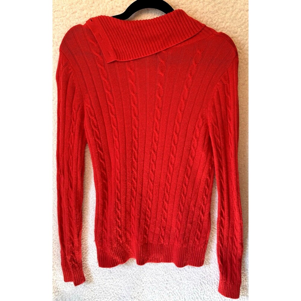 Tommy Hilfiger M Red Cable Knit Viscose Blend Sweater‎ - Picture 4 of 10